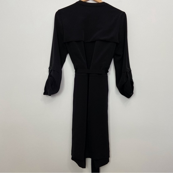 Maison Cinqcent500 black dress true wrap luxury long sleeve waist tie belt Small - Picture 4 of 16